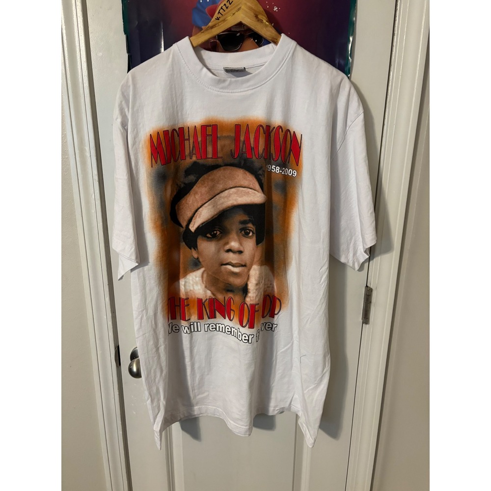 Phat Dog Michael Jackson King of Pop Tribute Graphic Tee White 3XL 1958-2009